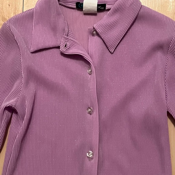 Vintage Y2K Coolwear USA Iridescent Lavender Button Up Top Size M - Picture 3 of 5